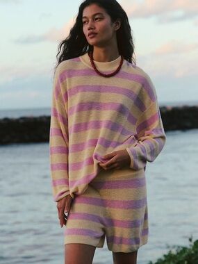 Free people Malibu Surf Sweater Set sweetish lemon combo